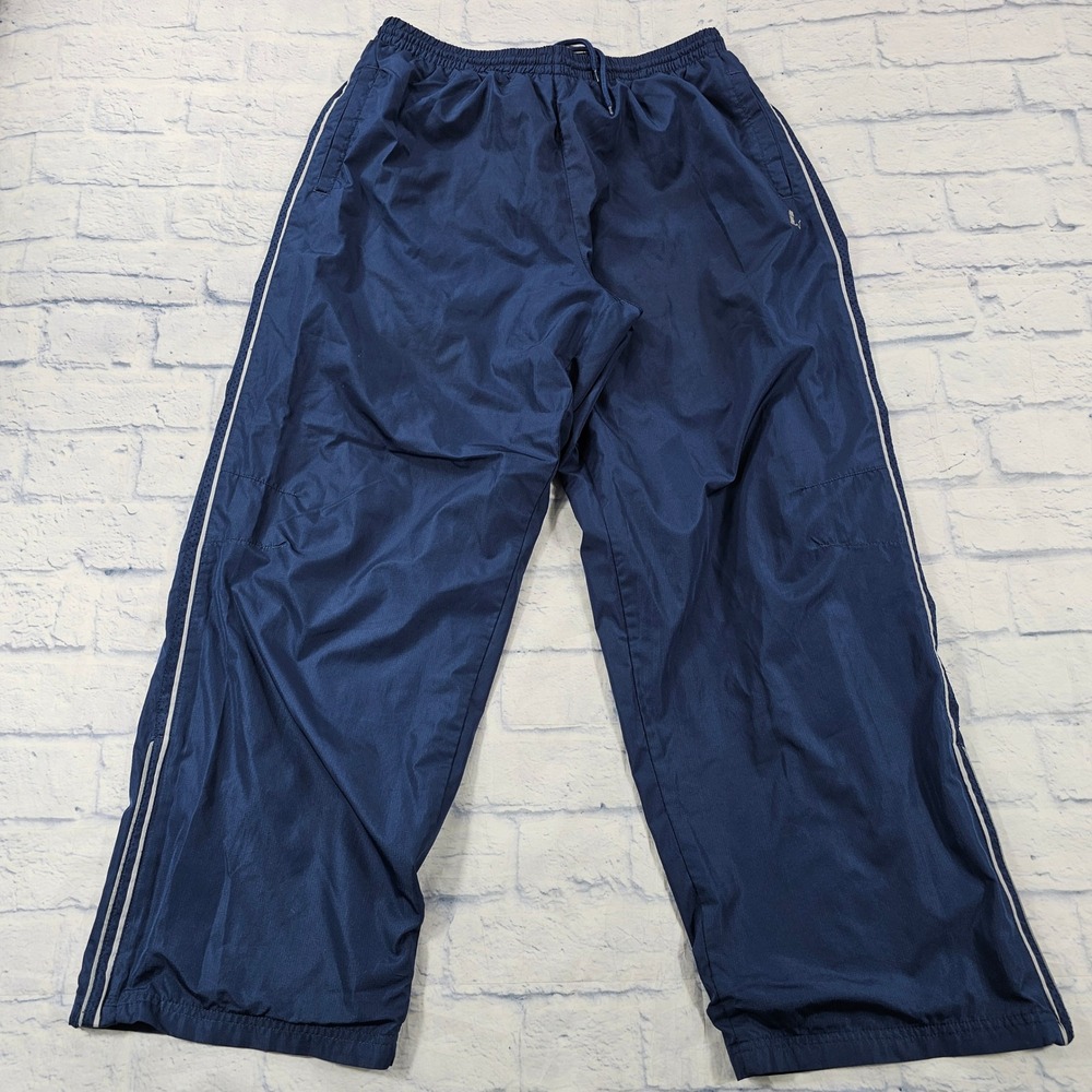 Starter Track Pants MENS L Navy Blue Mesh Lined Ankle Zip Athletic Windbreaker